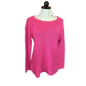 Talbots Womens Pink Pima Cotton Textured Knit Long Sleeve Sweater Size M NWT‎
